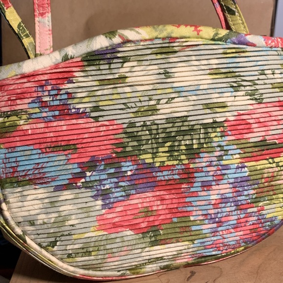 RARE 50’s 60’s FLORAL PLEATED HANDBAG PURSE JEWELED CLASP,MATCHING COIN … - Picture 3 of 15